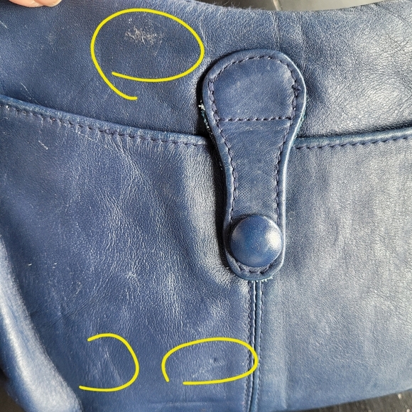 Toni Vintage Navy Leather Cross Body Shoulder Bag 80s Unique Festival Boho Glam - Picture 11 of 11